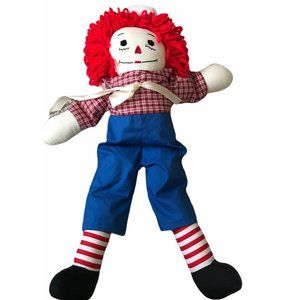 RAGGEDY ANN SOFT STUFFED DOLL WITH RED HAIR STRIP